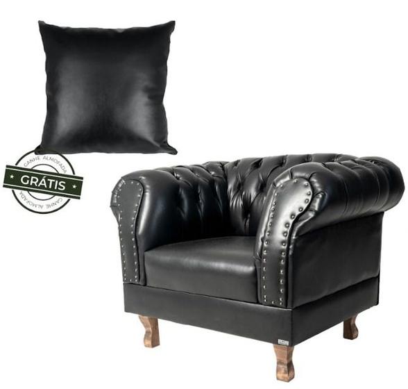 Imagem de 1 Poltrona Chesterfield Duque + 1 Almofada Corano Preto sala de estar/Recepção