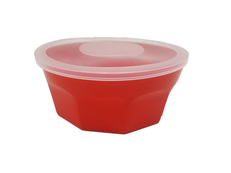 Imagem de 1 Potes Oitavados C Tampa Marmita Saladeira 700 Ml Vermelho