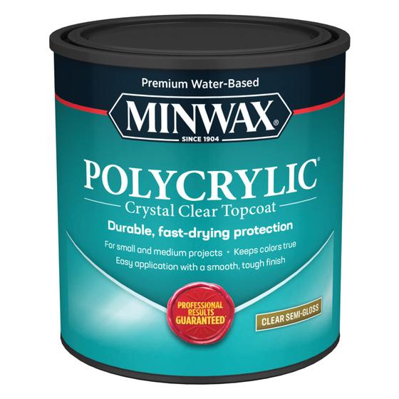 Imagem de 1 qt Minwax 64444 Clear Polycrylic Water-Based Protective Finish Semi-Gloss