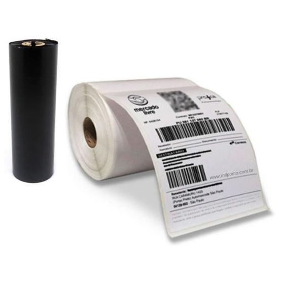 Imagem de 1 Rolo Etiqueta ZEBRA GX430 10x15 Cm + 1 Ribbon 110x74