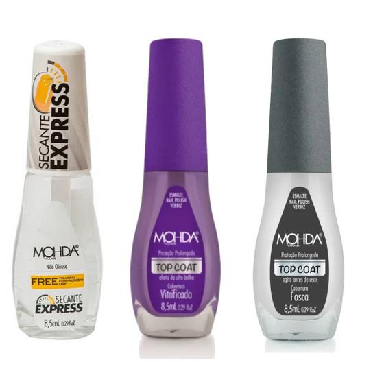 Imagem de 1 Secante Express + 1 Top Coat + 1 Bases Fosca - Mohda