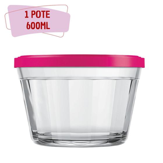 Imagem de 1 Tigela De Vidro Americano Com Tampa Cereal Biscoitos 600ml