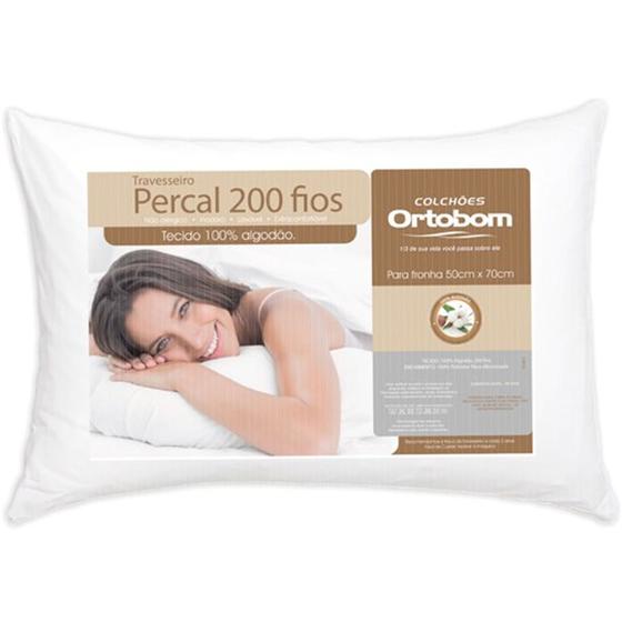 Imagem de 1 Travesseiro Ortobom Percal 200 Fios 50 Cm x 70 Cm