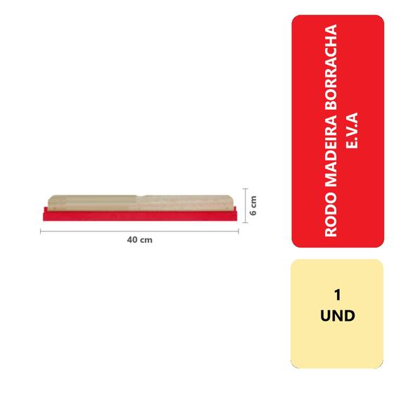 Imagem de 1 Unidade Rodo Para Limpeza De Madeira Eva Duplo 40 Cm Puxa E Seca Banheiro Multiuso Sem Cabo