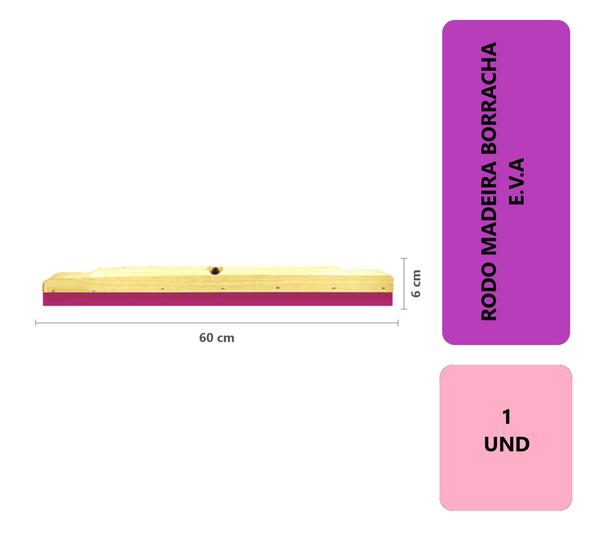 Imagem de 1 Unidade Rodo Para Limpeza De Madeira Grande Eva Duplo 60 Cm Puxa E Seca Banheiro Multiuso Sem Cabo