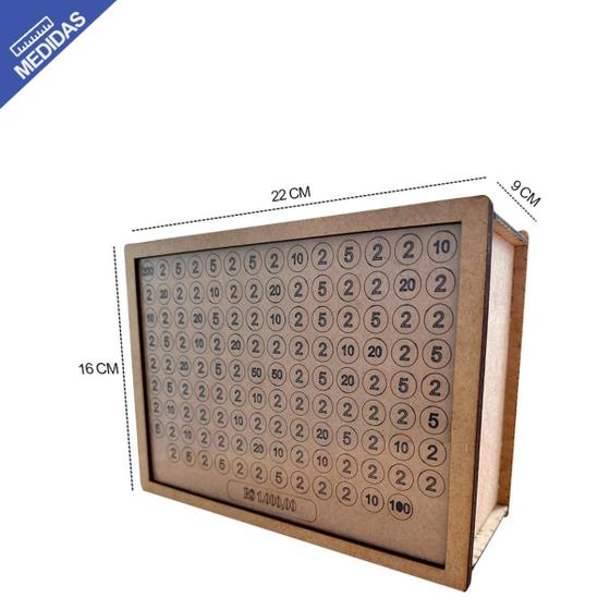 Imagem de 1 Woodbox Criativo Decorativo Guarde Dinheiro Método Japonês Prático Divertido e Eficiente - 1 Mil reais - Cofre Poupança, Cofrinho.