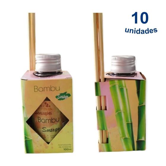 Imagem de 10 Aromatizador Ambiente de Bambu Difusor Vareta Aromatizante Perfume Lar 100ml Luz Aroma - Envio Já