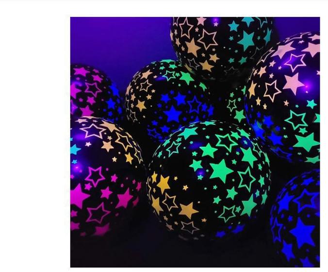 Imagem de 10 Balão Bexiga Neon Uv Decoração Festa Estrela 12 Polegadas