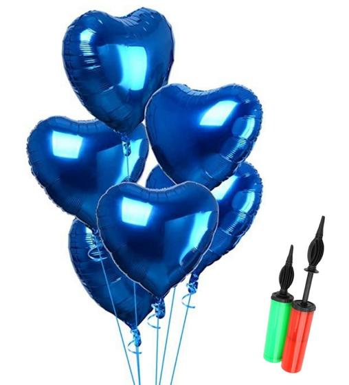 Imagem de 10 Balão Metalizado Coração 45cm (Escolha A Cor) Festas Decoração  + Bomba Balão