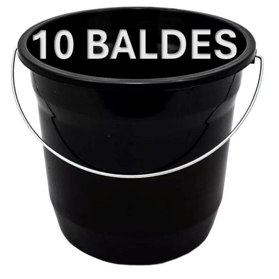 Imagem de 10 Baldes 5 Litros Plástico Com Alça Reforçada Kit Balde De Chão