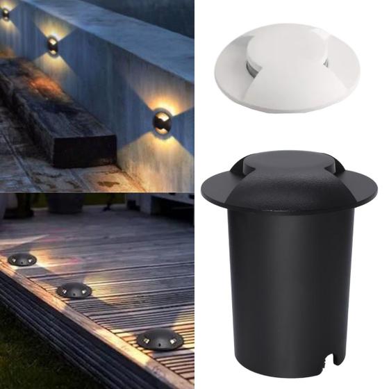 Imagem de 10 Balizadores Spot Led SMD 1W Com 2 Fachos Focos De Luz Angular (Branco Quente) De Embutir Em Piso Solo Chão Gramado