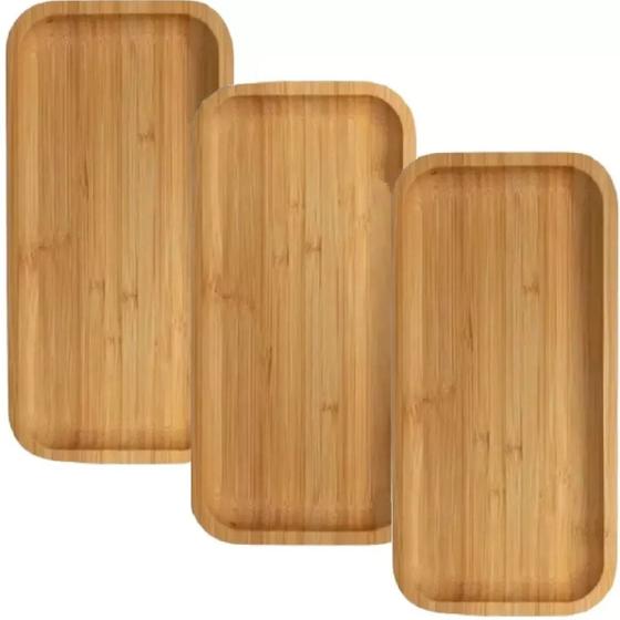 Imagem de 10 Bandejas Bambu Lavabo Decorativa Café Madeira 20x10cm