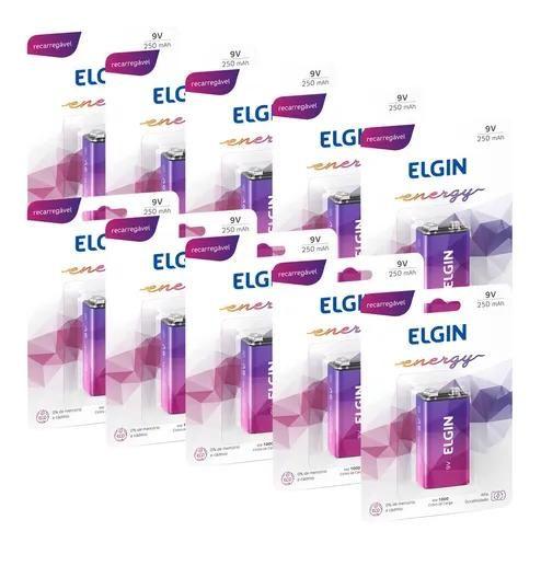 Imagem de 10 Bateria 9v 250mah Recarregável Elgin 10 Cartela com 1