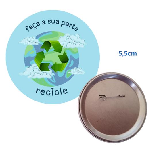 Imagem de 10 bottons recicle. Broche reciclagem