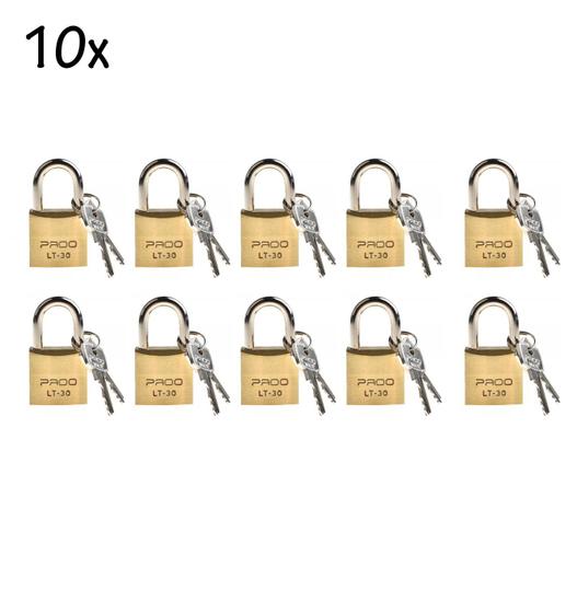 Imagem de 10 Cadeados Pado Lt 30mm 20 Chaves Não Enferruja Resistente