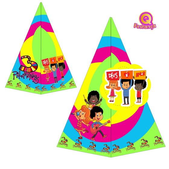 Imagem de 10 Caixas Cone 3 Palavrinhas com Aplique 3D