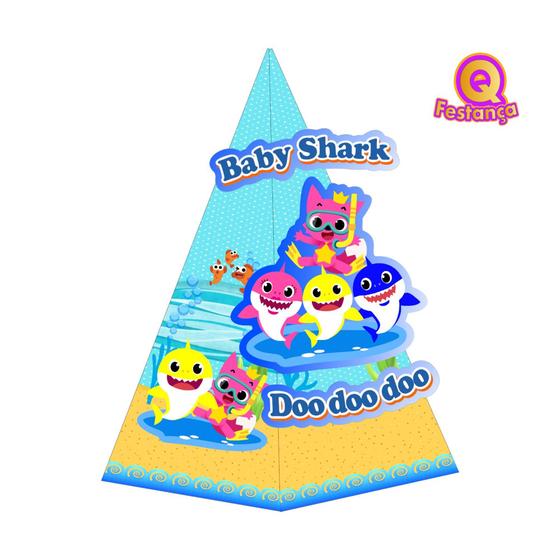 Imagem de 10 Caixas Cone Baby Shark com Aplique 3D