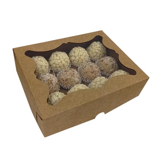 Imagem de 10 Caixas Kraft para 12 doces com Berço Removível com Visor