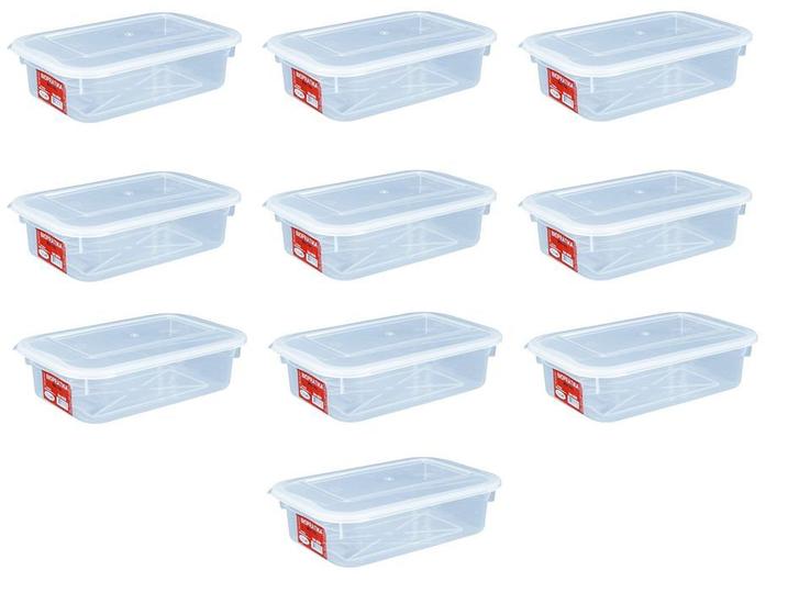 Imagem de 10 Caixas Plásticas Com Tampa Transparente Multi Uso 1,3 L