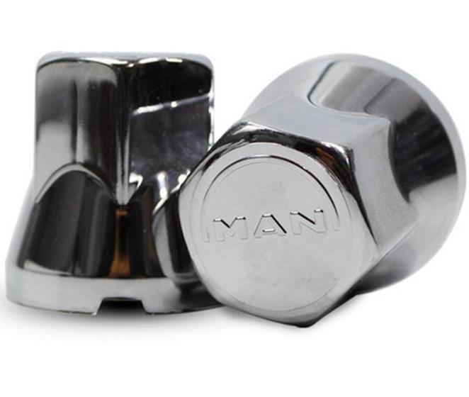 Imagem de 10 Capa Porca Compativel MAN Logo Cromada Caminhao 32mm