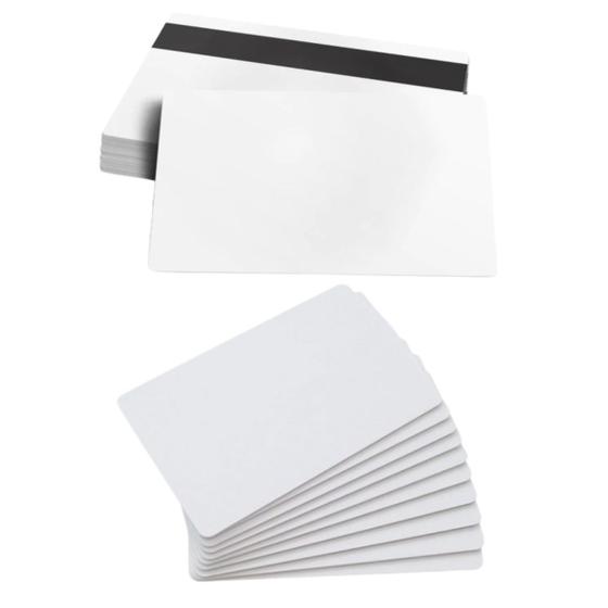 Imagem de 10 Cartões Pvc Branco P/ Crachá 54 X 86mm Com Tarja e 20 Sem Tarja