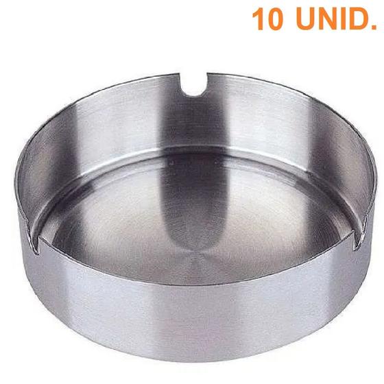 Imagem de 10 Cinzeiro Inox Redondo Resistente  Bar Restaurante