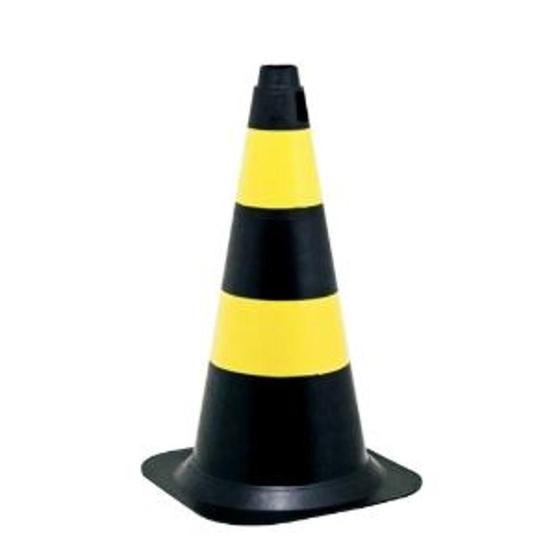 Imagem de 10 Cones Rígidos 50 Cm Preto E Amarelo Kteli