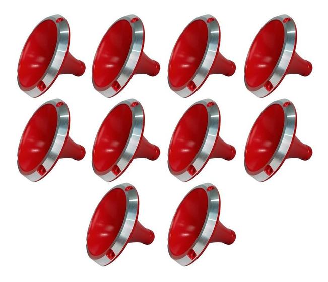 Imagem de 10 corneta alumínio 11-25 cone curto boca rosca vermelha