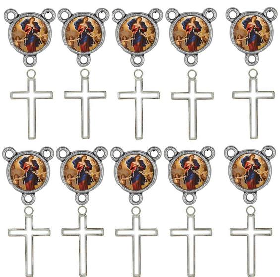10 Crucifixos + 10 Entremeios Nossa Senhora Desatadora Nos - Tudo Em Metal Catolico Imagem de 10 Crucifixos + 10 Entremeios Nossa Senhora Desatadora Nos