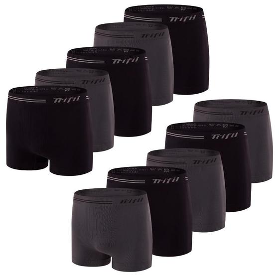 Imagem de 10 Cuecas Boxer Masculina Trifil Sem Costura De Microfibra Toque Macio Box Básica