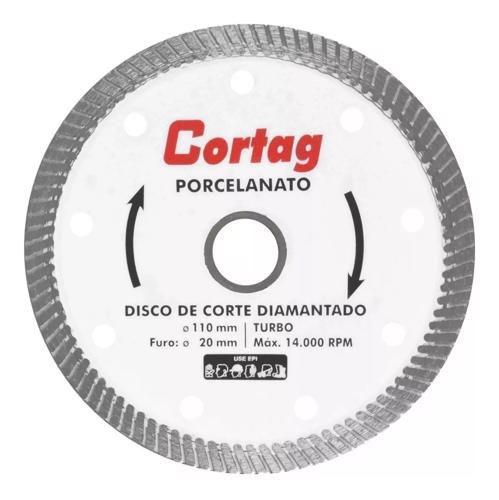 Imagem de 10 Discos Diamantado 4 Pol. Turbo 110mm F.20mm 60863 Porcelanato Cortag  