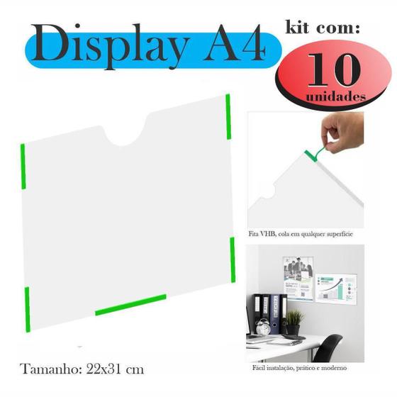 Imagem de 10 Display A4 Expositor Folha Quadro Paisagem Horizontal Pet