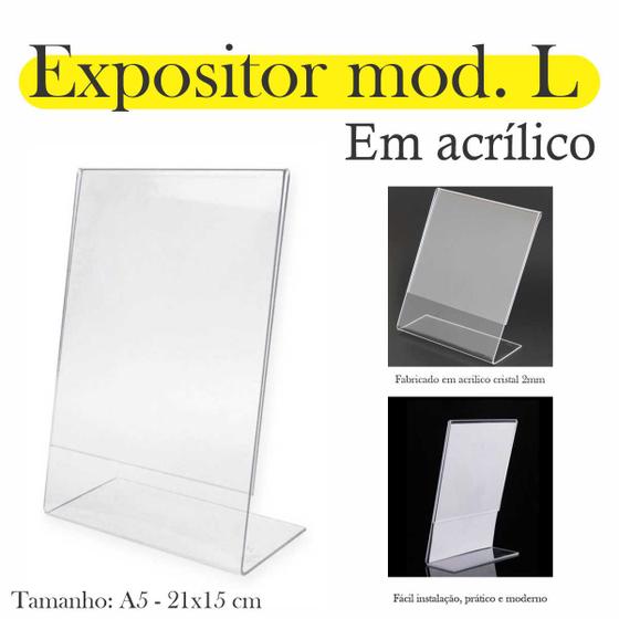 Imagem de 10 Display L Expositor 21x15 Acrílico Cardápio Pix Qr A5 ver