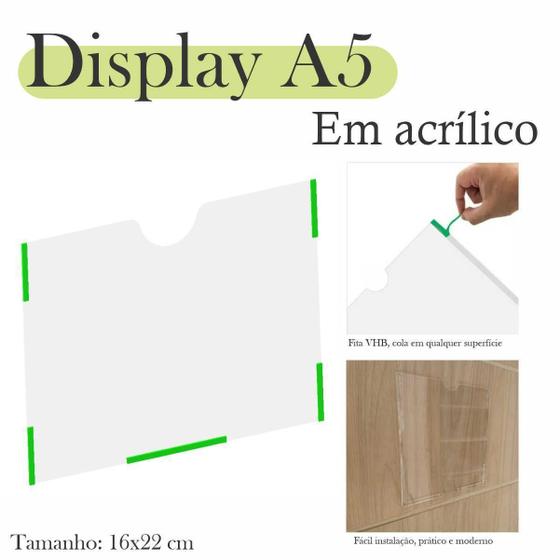 Imagem de 10 Display Parede Quadro Aviso Porta Folha A5 Acrílico Horiz