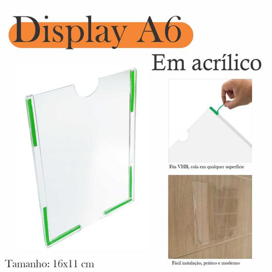 Imagem de 10 Display Parede Quadro Aviso Porta Folhas A6 Acrílico Vert