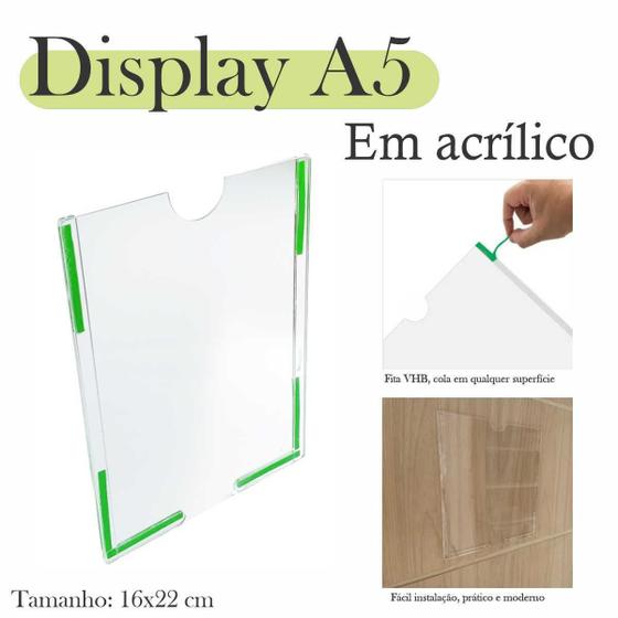 Imagem de 10 Display Parede Quadro Avisos Porta Folha A5 Acrílico Vert