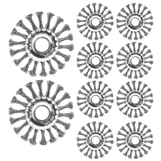 Imagem de 10 Escova De Aço Inox Circular Rotativa Trançada 4.1/2 115mm