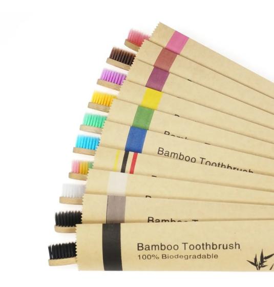 10 Escovas De Dentes De Bambu Embalagem Individual Ecológica - Bamboo Imagem de 10 Escovas De Dentes De Bambu Embalagem Individual Ecológica