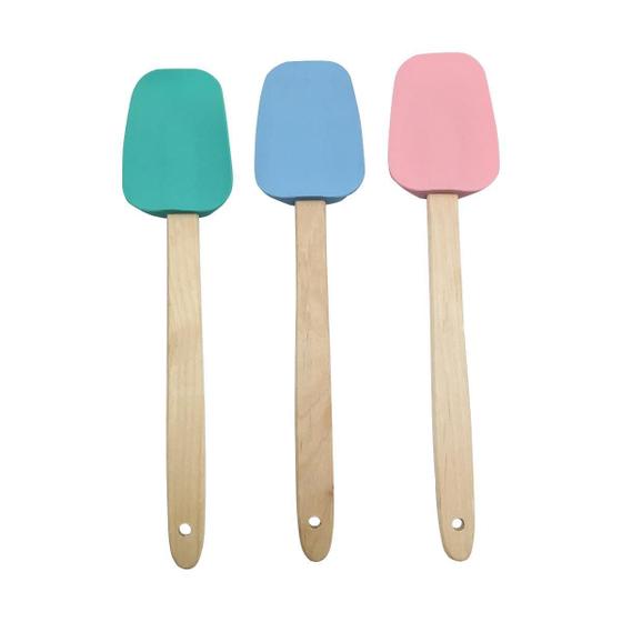 Imagem de 10 Espátula De Madeira E Silicone Q20588 - Sortido