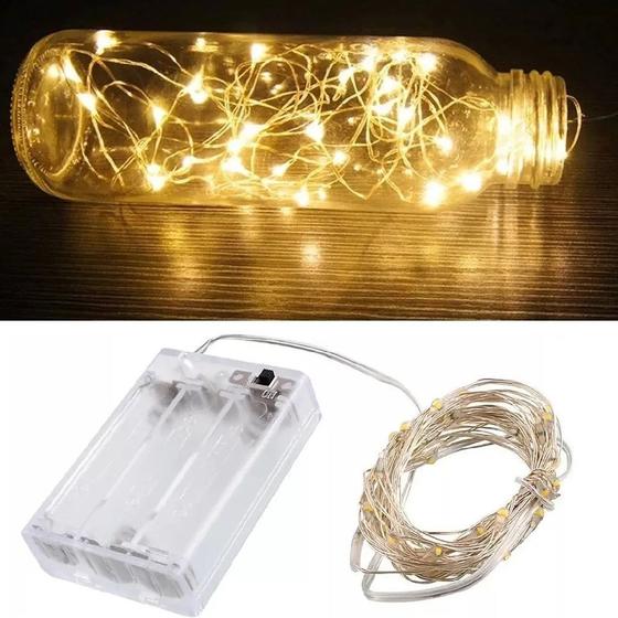 Imagem de 10 Fio Led Cordão 2m Luz Fada 20 Leds p/ Decoração AMARELO