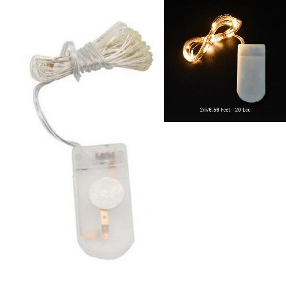 Imagem de 10 Fio Led Fada Cobre Cordão Luz Amarela 3m 30 Leds Bateria