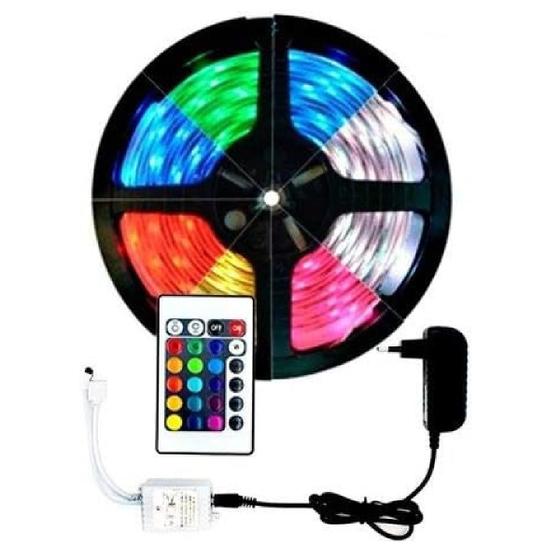 Imagem de 10 Fita LED Branco RGB com Controle Remoto Fonte Bivolt 5m