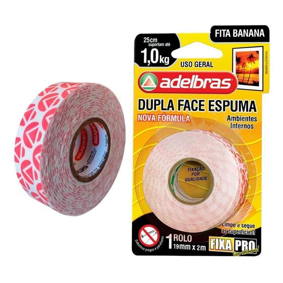 Imagem de 10 Fitas Banana Dupla Face Espuma Fixa Pro 19Mm X 2M Atacado