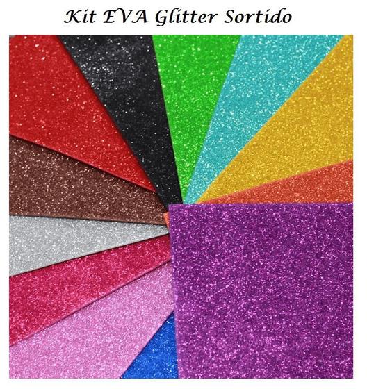 10 Folhas De Eva Glitter Atacado Placas 40x60 Artesanato Sortido Dubflex Folha E Placa De 0383