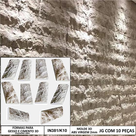 Imagem de 10 Forma 3d Tijolo Rockfaces Traverte Molde 3d Para Cimento/concreto/gesso IN381KT10