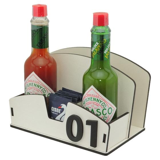 Imagem de 10 Galheteiro Porta Guardanapo Sal Sachê Pimenta Bistrô Mdf Branco