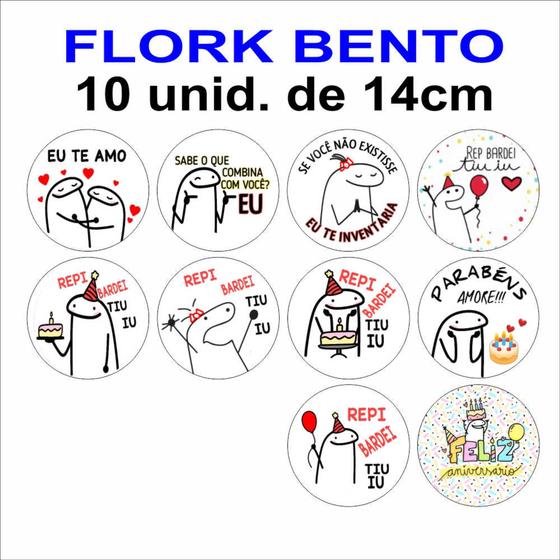 Imagem de 10 imagens FLORK BENTO CAKE: de 14 cm papel arroz - RECORTADAS