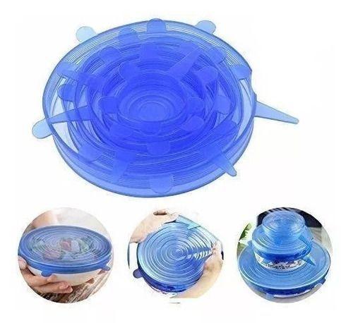 Imagem de 10 Kit 6 Tampa Elástica Silicone Universal Panela Pote Forma