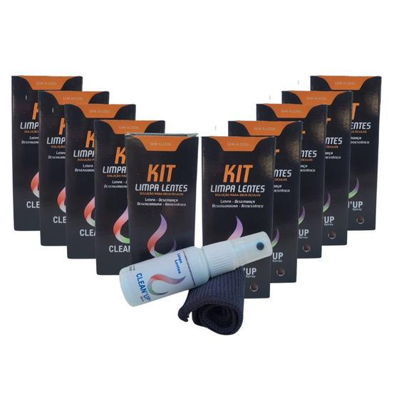 Imagem de 10 Kit Limpa Lentes Spray Clean UP Premium 25ml Original, Para Óculos, TV, Celular, Tablet, Notebook