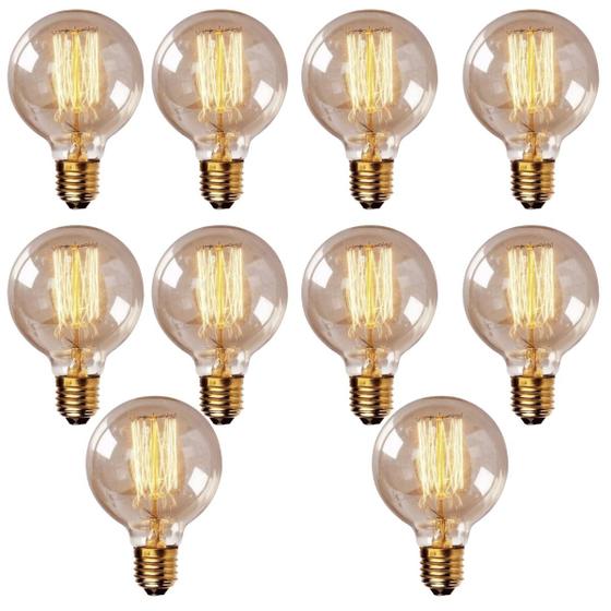 Imagem de 10 Lâmpada Filamento de Carbono Retrô G80 Galaxy Led 40w 127v 220v Vintage 2400K Amarelo Âmbar Dimerizável Garantia 1ano